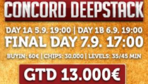 Skvelý týždeň v Concord Card Clube. Hlavným ťahákom Concord Deepstack €13,000 GTD!