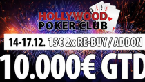 V Hollywood Poker Cluboch bude veselo. Hrať sa bude €10,000 GTD turnaj!
