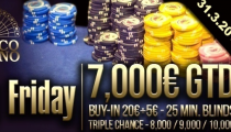 Tento piatok v Banco Casino Big Friday s GTD 7,000€ a buy-inom len 25€!