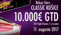 V Rebuy Stars Košice zajtra €10,000 GTD turnaj