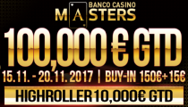 Posledné Banco Casino Masters s GTD 100,000€ tento rok štartuje budúci týždeň!