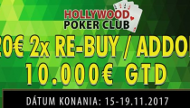 V Hollywood Poker Clube Nitra tento týždeň €10,000 GTD turnaj!
