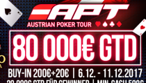 Posledný veľký turnaj na Slovensku roku 2017 Austrian Poker Tour s GTD 80,000€ odštartuje v stredu!