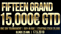 Jednodňový Fifteen Grand 15,000€ GTD už tento piatok v Banco Casino Bratislava!